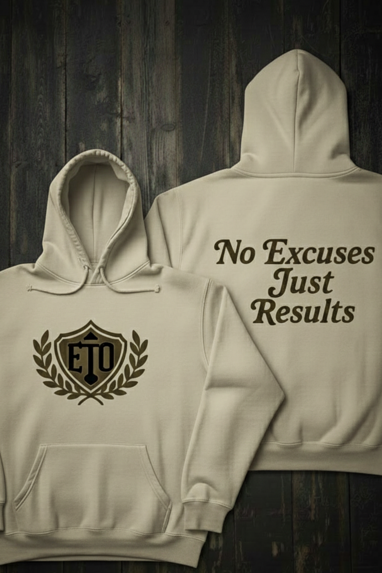 ETO Victory Emblem No Excuses Just Results Hoodie (Beige)