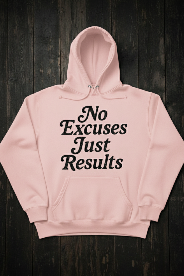 No Excuses Just Results Hoodie (Pink)