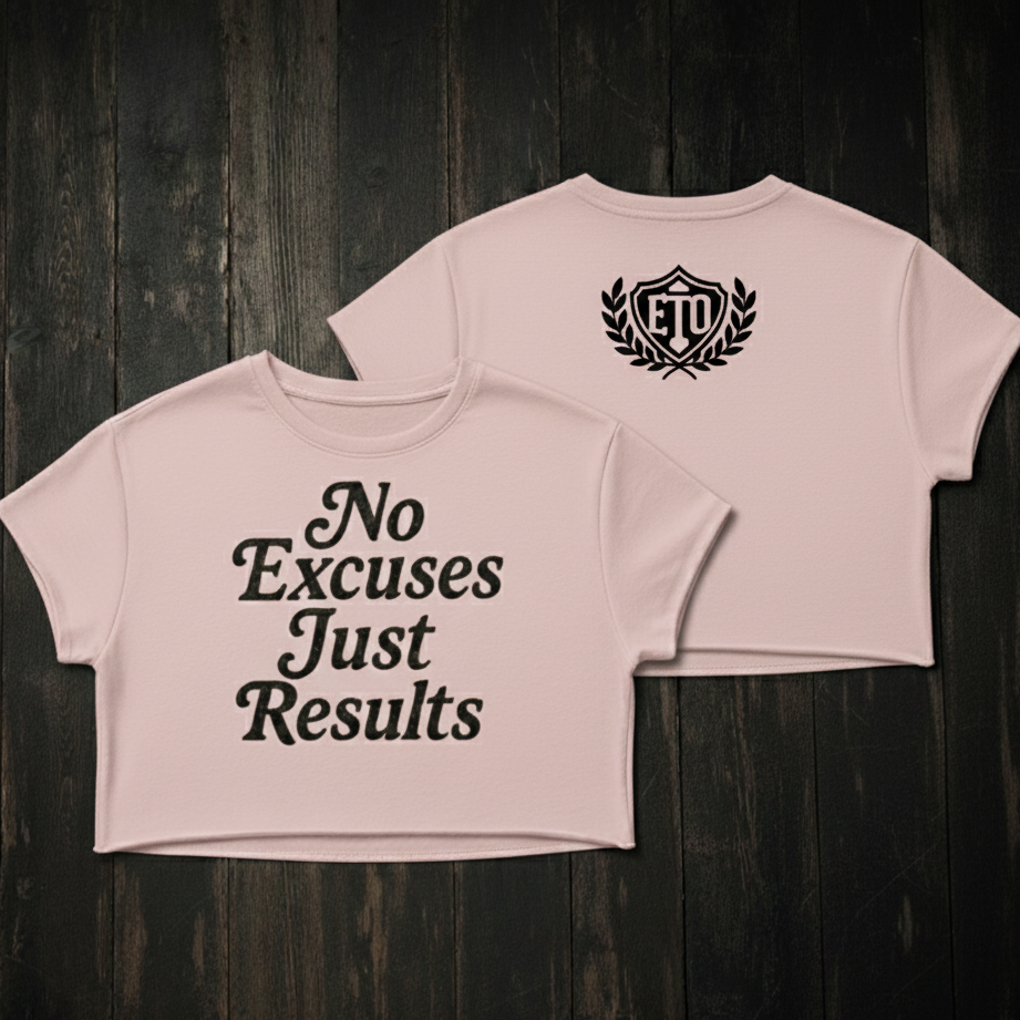No Excuses Just Results Girls Crop-Top (Pink)