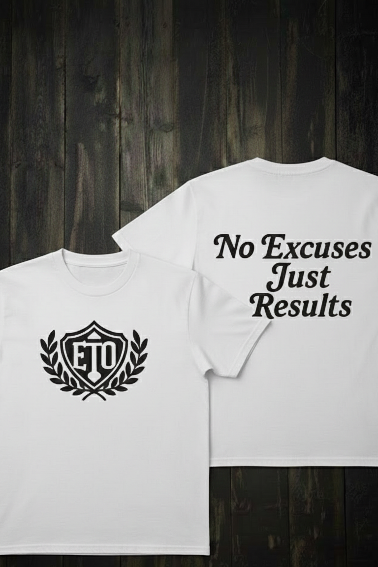 ETO Victory Emblem No Excuses Just Results Tee (White)