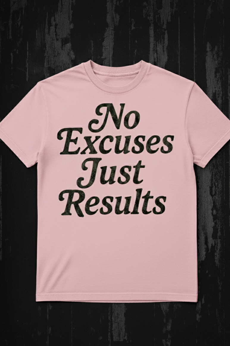 No Excuses Just Results Tee (Pink)