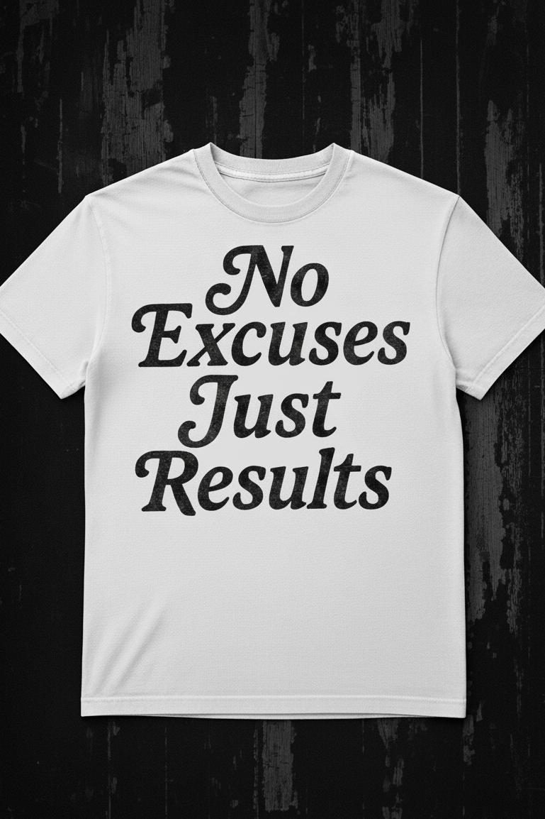 No Excuses Just Results Tee (White)