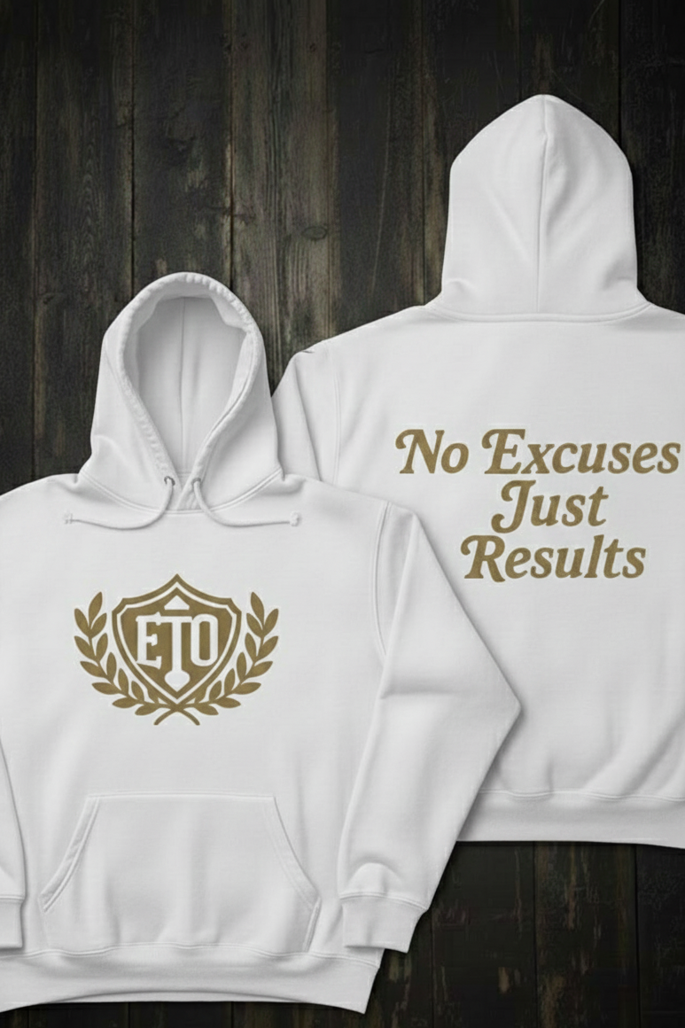 ETO Victory Emblem No Excuses Just Results Hoodie (White)